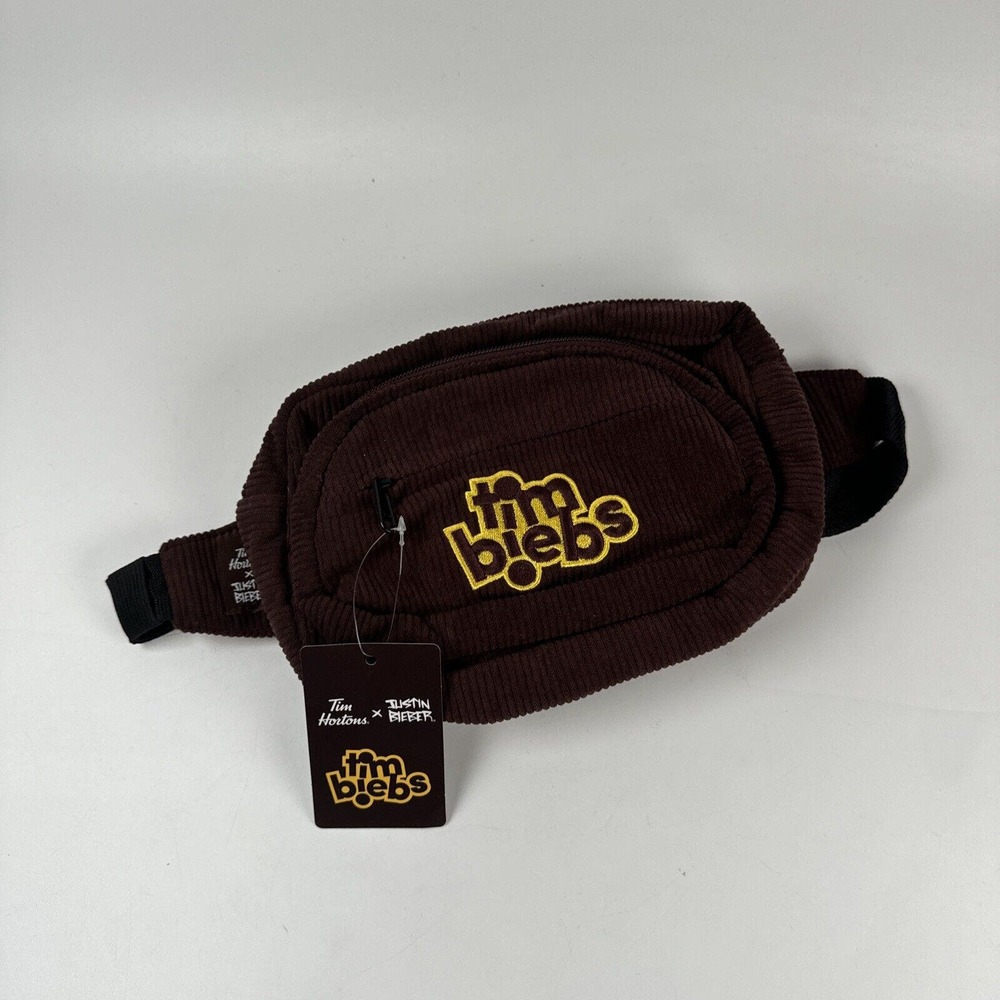 Tim Hortons Justin Bieber Tim Biebs Brown Corduroy Fanny Pack Limited Edition